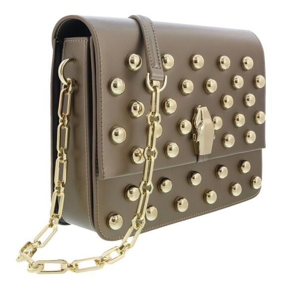 Roberto Cavalli HXLPGX 102 Bronze Studded Large Shoulder Bag